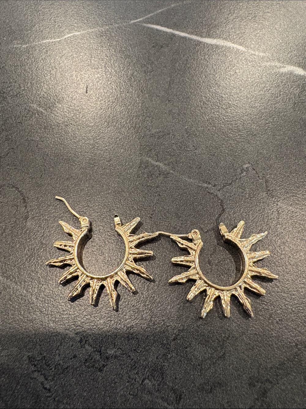 Gold Sunburst Hoop Earrings - Women Jewelry - Picture 2 of 3